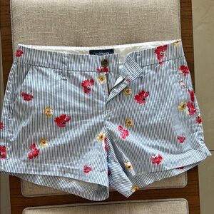 Old Navy Women's Striped Floral Shorts - Blue and Red